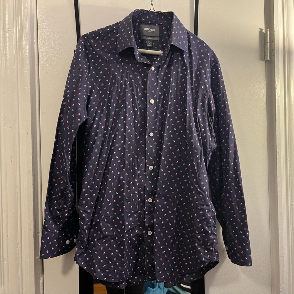 Bonobos Dark Blue Shirt with Apples
